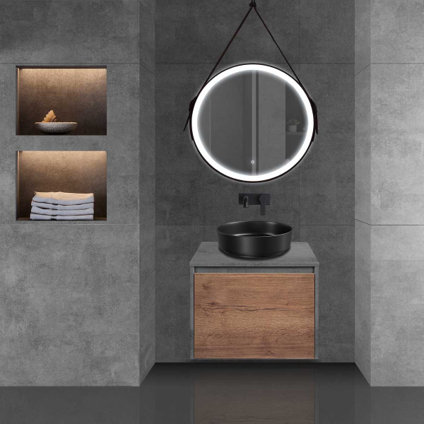 Тумба без раковины Vincea Mesa 600 подвесная, T.Oak + Beton, VMC-2MS600TB