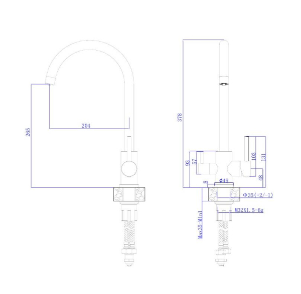 Смеситель для кухонной мойки RUSH с фильтром (SUS9035-37)