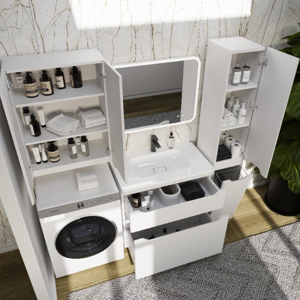 Тумба без раковины Style Line напольная "Марелла 80" (2 ящ.) белый матовый, PLUS, СС-00002401