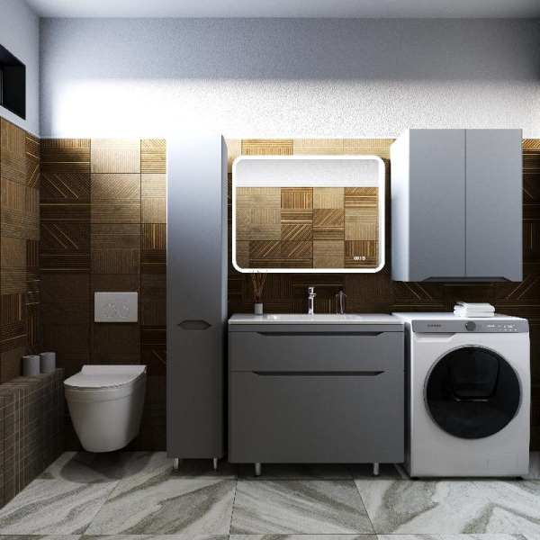 Тумба без раковины Style Line напольная "Марелла 90" (2 ящ.) серый, PLUS, СС-00002418