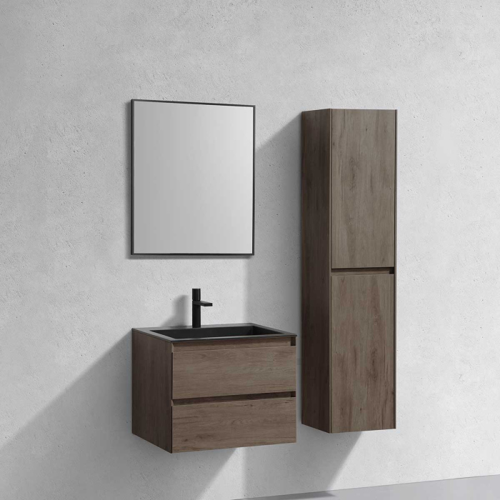 Тумба с раковиной Vincea Luka 600 подвесная, 2 выкатных ящика soft-close, R.Oak, VMC-2L600RO+VCB-13600G