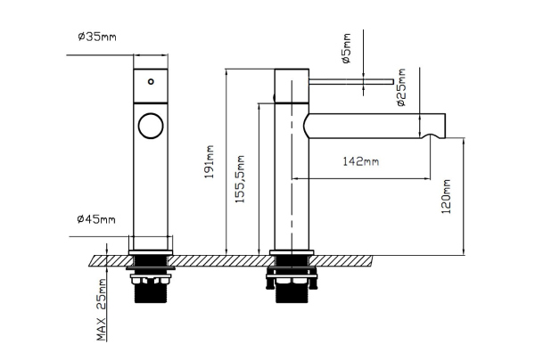 Смеситель для раковины Vincea Aspire VBF-4AS01GM, вороненая сталь