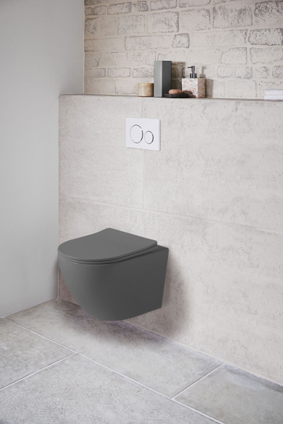 Унитаз подвесной Vincea Globo VT1-14SMA безободковый, цвет антрацит мат., сиденье soft-close