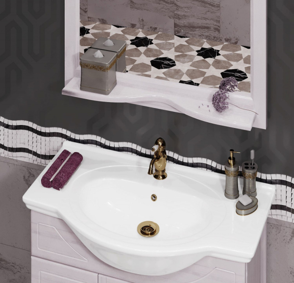 Тумба с раковиной Opadiris Тибет 80 с декоративной решеткой, беленый бук