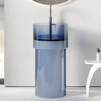 Раковина отдельностоящая прозрачная ABBER Kristall AT2701Saphir-H синяя