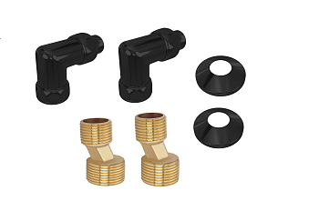 Комплект фитингов для подключения водяных полотенцесушителей, цвет черный муар, AQ 3020BL