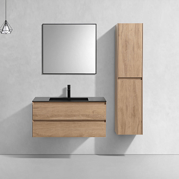 Тумба с раковиной Vincea Luka 1000 подвесная, 2 выкатных ящика soft-close, N.Oak, VMC-2L100NO+VCB-13100G