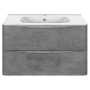 Тумба с раковиной Vincea Paola 800 подвесная, 2 выкатных ящика soft close, Beton, VMC-2P800BT+VCB-2VP800W