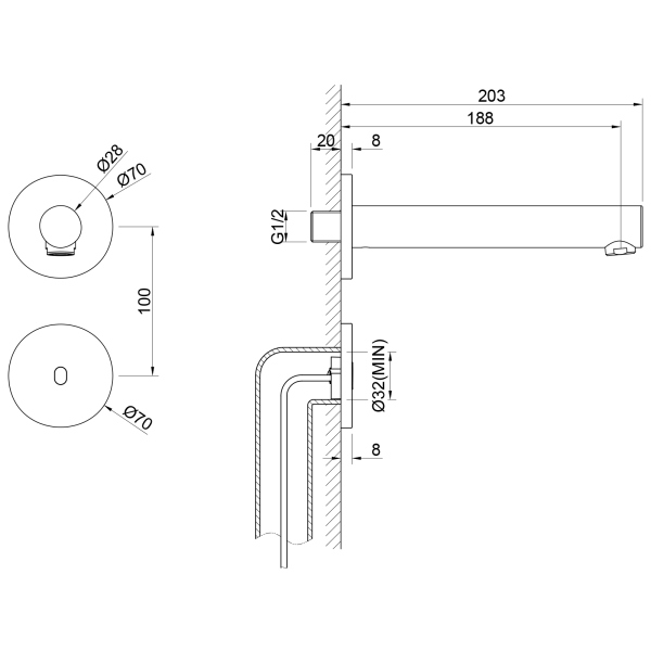 Смеситель для раковины встроенный, сенсорный Timo Saona золото матовое (2373/17SM)