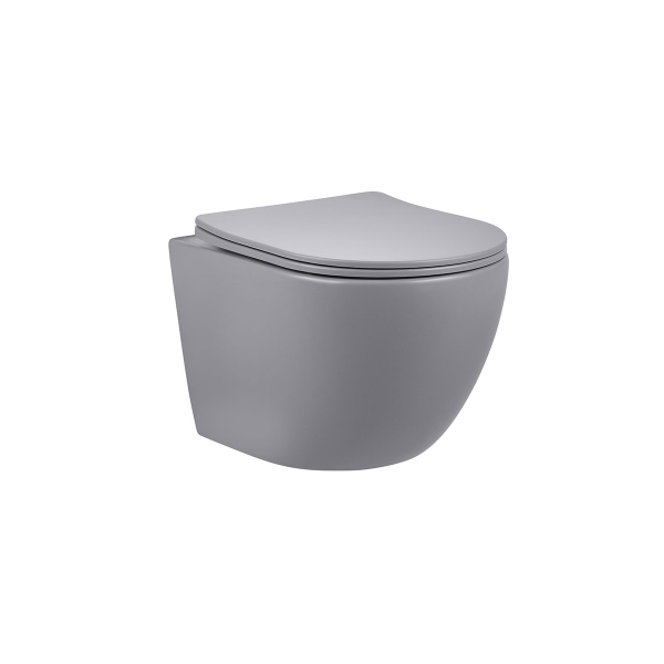 Унитаз подвесной Vincea Globo VT1-14SMG безободковый, цвет матовый серый, сиденье soft-close