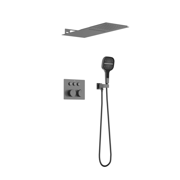Душевой комплект Vincea VSFW-401TGM встраиваемый, 3 режима, верх душ нерж.сталь, вороненая сталь