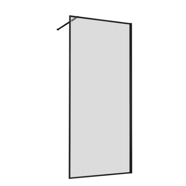 Душевая перегородка Vincea Walk-In VSW-1HP800FLB, 800*2000, черный матовый, стекло рифленое