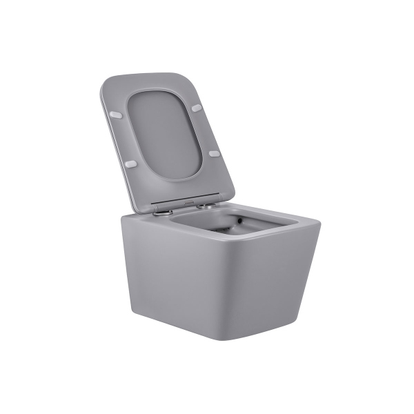 Унитаз подвесной Vincea Q-Line VT1-12MG безободковый, цвет матовый серый, сиденье soft-close