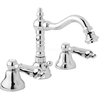 FIRST-BBS2-01-M Смеситель для биде на три отверстия с донным клапаном, исполнение хром, ручки хром