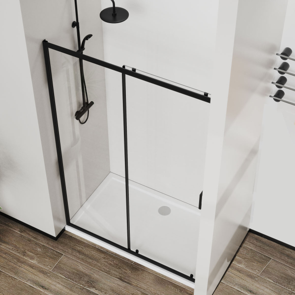 Душевая дверь Vincea City VDS-5CT140CLB, 1400, черный, стекло прозрачное