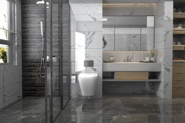 Комплект подвесной унитаз ABBER Rechteck AC1201 белый с инсталляцией AC0105 и кнопкой AC0121 хром