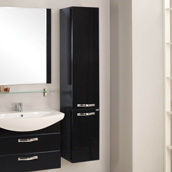 Шкаф-пенал Акватон подвесная Ария М (1A124403AA950) черный глянец