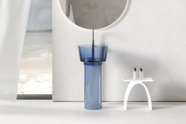 Раковина отдельностоящая прозрачная ABBER Kristall AT2702Saphir синяя