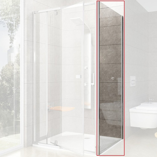 PPS-80 блестящая + Транспарент, PIVOT жесткая душевая стенка