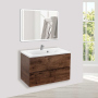 Тумба с раковиной Vincea Mia 750 подвесная, 2 выкатных ящика soft close, R.Wood, VMC-2MA750RW+VCB-3M750W