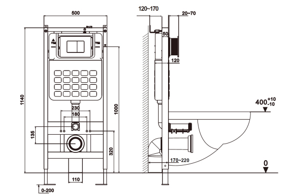 Инсталляция ABBER AC0105 для подвесного унитаза