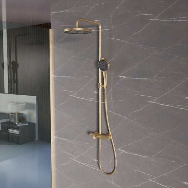 Душевая стойка Vincea Rim VSFS-2RM1BG с изливом, брашированное золото