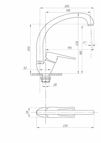 Смеситель для кухни FAUZT FZs-863-129 тип См-МОЦБА