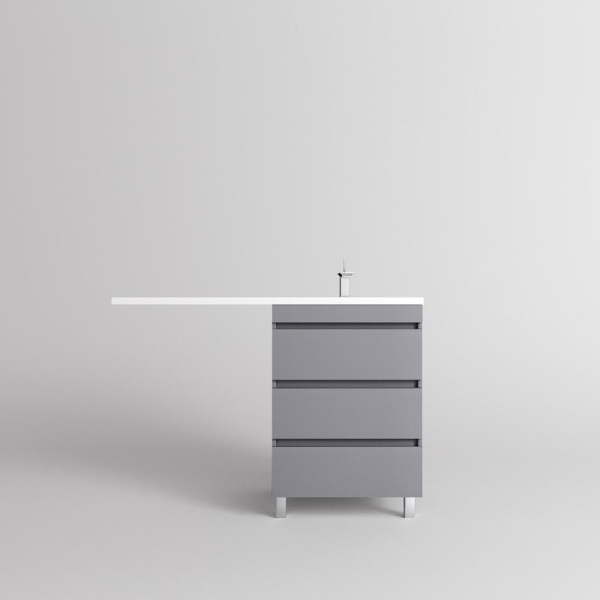 Тумба без раковины напольная Style Line "Даллас ЛЕОН 120" (3 ящ.) Люкс серая, СС-00002449
