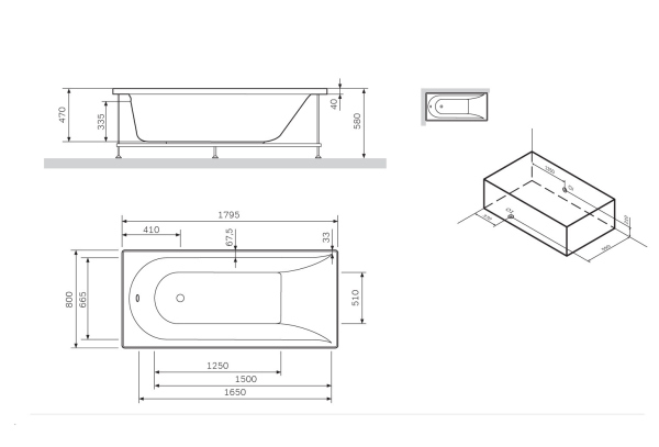 Каркас для ванны AM.PM Spirit 180x80