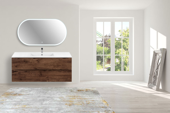 Тумба с раковиной Vincea Mia 1200 подвесная, 2 выкатных ящика soft close, R.Wood, VMC-2MC120RW+VBS-13122