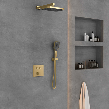 Душевой комплект Vincea VSFW-4211BG встраиваемый, двухрежимный, брашированное золото