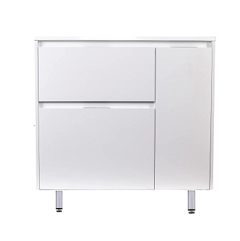 Тумба напольная Style Line Барселона 90 левая (2 ящ.) с выкатной корзиной, белая, (без раковины)