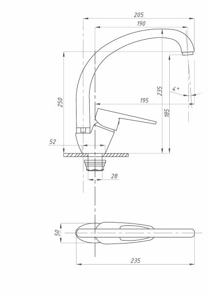 Смеситель для кухни FAUZT FZs-863-126 тип См-МОЦБА