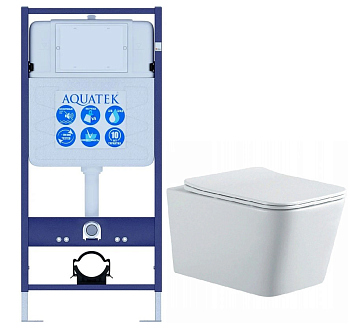 Комплект унитаза с инсталляцией Aquatek Set ЛИБРА N (рама INS-12+унитаз AQ0530N-00+сиденьем)