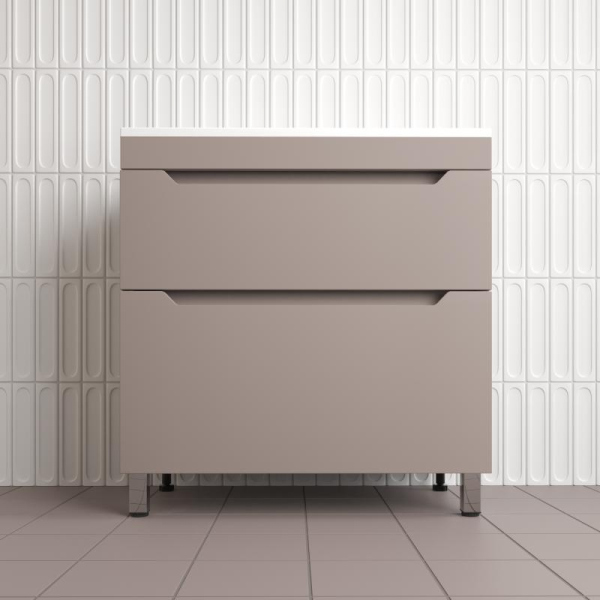 Тумба без раковины напольная "Остин" 80 2 ящ тауп темный эмаль PLUS, ЛС-00002398