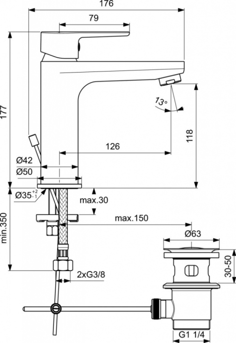 Смеситель Ideal Standard Sesia BC201AA для раковины