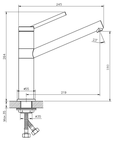 Смеситель для кухонной мойки с поворотным изливом RUSH (MS9035-34)