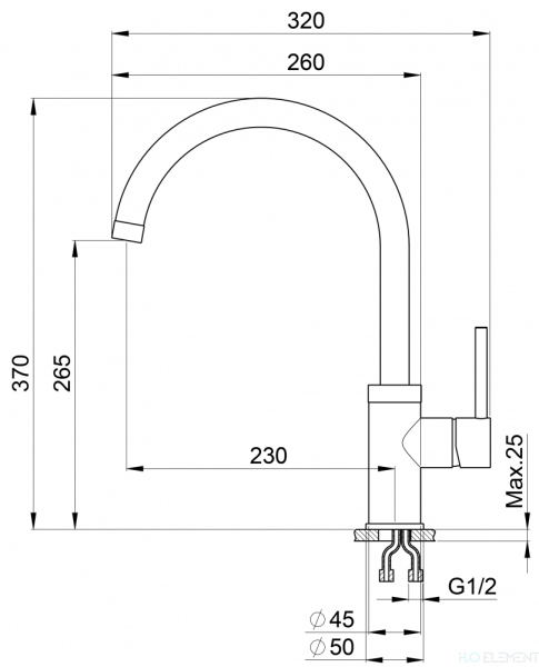 Смеситель для кухонной мойки Granula, GR-3125 брют