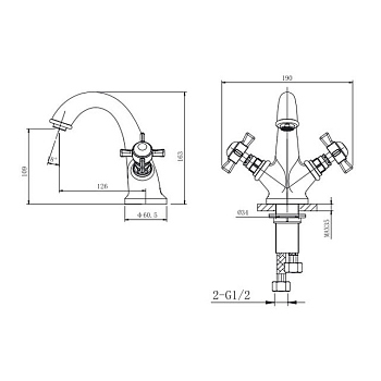 Смеситель умывальник с д/к и подводкой (хром) Caprigo, 21-520-crm
