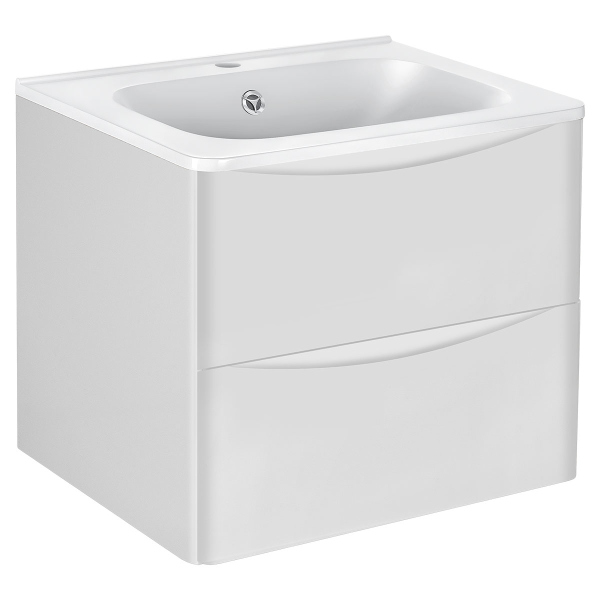 Тумба с раковиной Vincea Paola 600 подвесная, 2 выкатных ящика soft close, G.White, VMC-2P600GW+VCB-2VP600W