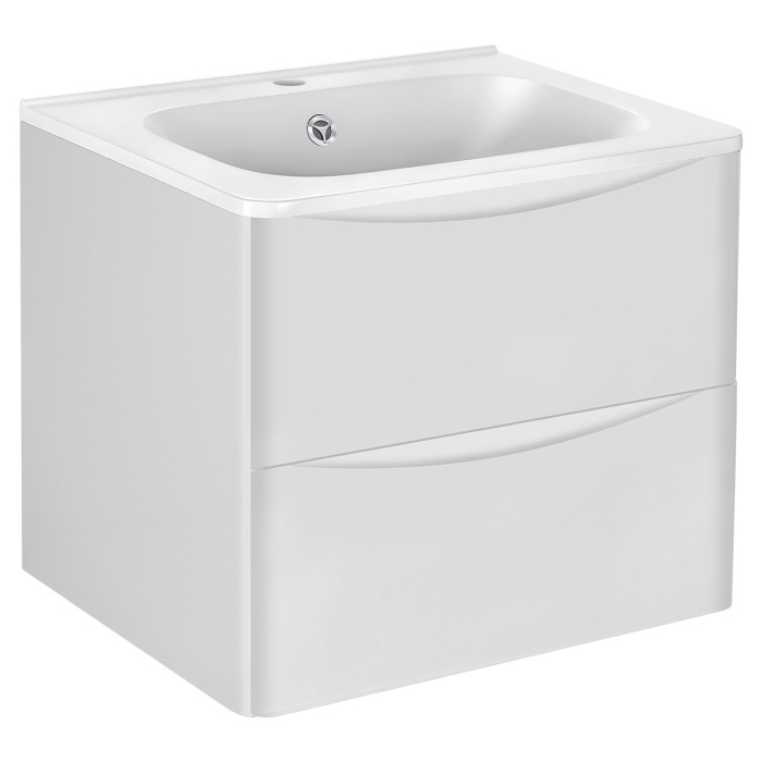 Тумба с раковиной Vincea Paola 600 подвесная, 2 выкатных ящика soft close, G.White, VMC-2P600GW+VCB-2VP600W