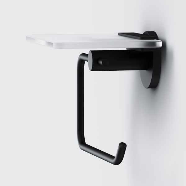 Держатель для туалетной бумаги с полкой, черный AM.PM X-Joy, A85A341522