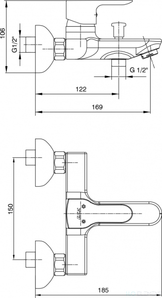 Смеситель E.C.A. Star 102102464EX для ванны с душем