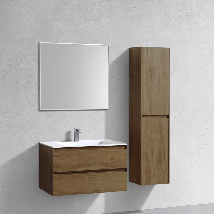 Тумба с раковиной Vincea Luka 800 подвесная, 2 выкатных ящика soft-close, T.Oak, VMC-2L800TO+VCB-13800W