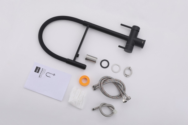 Смеситель ABBER Wasser Kreis AF81141B для кухни с подключением фильтра, черный матовый