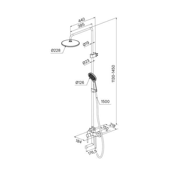 Душевая система с тропическим душем и изливом IDDIS Aiger (AIGSB3Fi06)