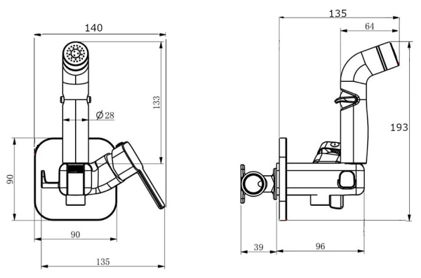 Смеситель c гигиеническим душем встраиваемый  RUSH Capri (CA1435-99Rbronze)
