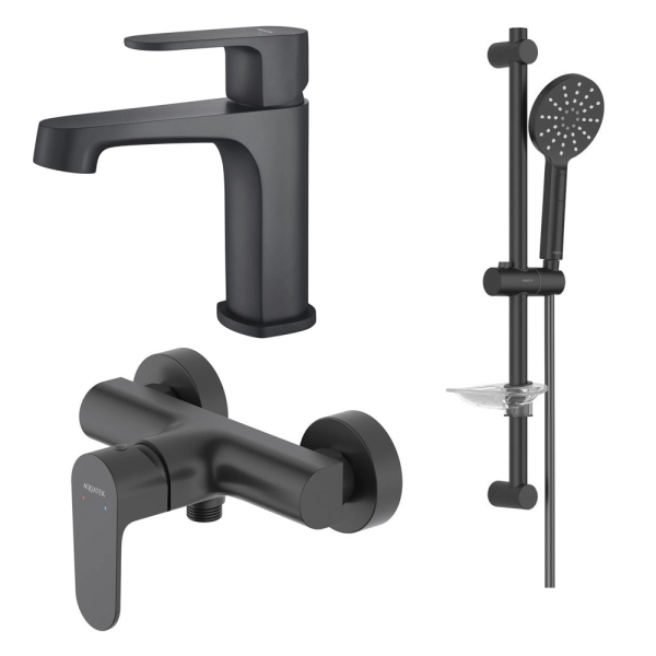 Комплект смесителей Aquatek Оберон AQ1231MB Черный матовый