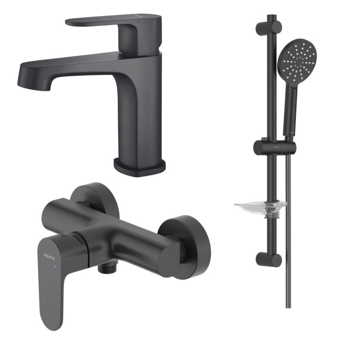 Комплект смесителей Aquatek Оберон AQ1231MB Черный матовый