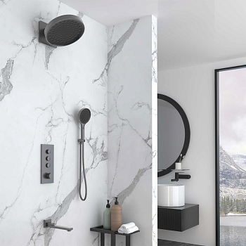 Душевой комплект Vincea Inspire VSFW-433TI3GM встраиваемый, вороненая сталь